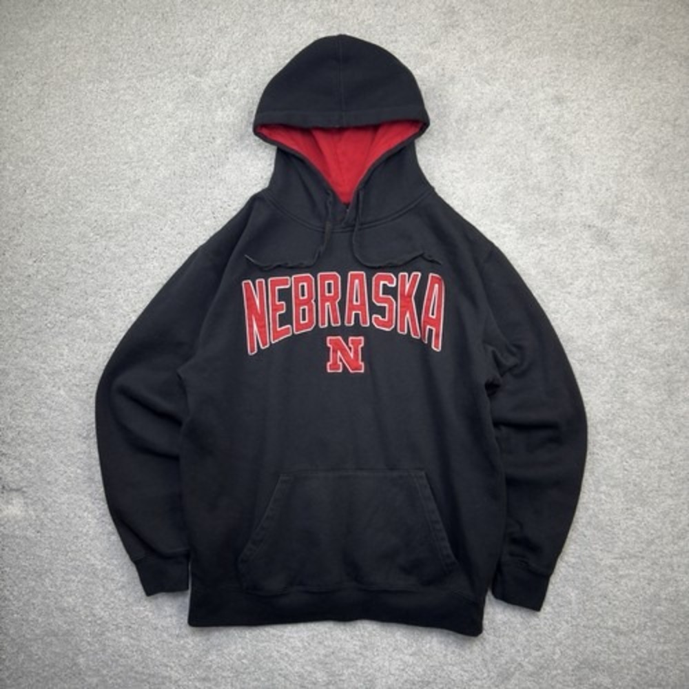 Stadium Athletics Nebraska Cornhuskers Hoodie Mens Large Black Red Sweater NCAA